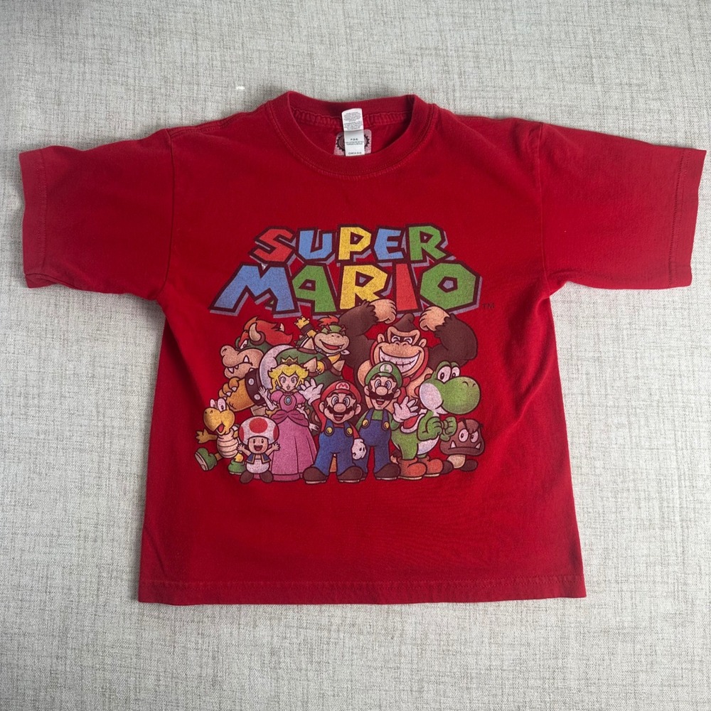 Nintendo Super Mario Kids T Shirt Red Youth Small 6-8 Character Graphic